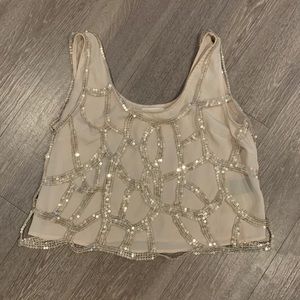 Lush Cream Sequin Crop Tank - size Med